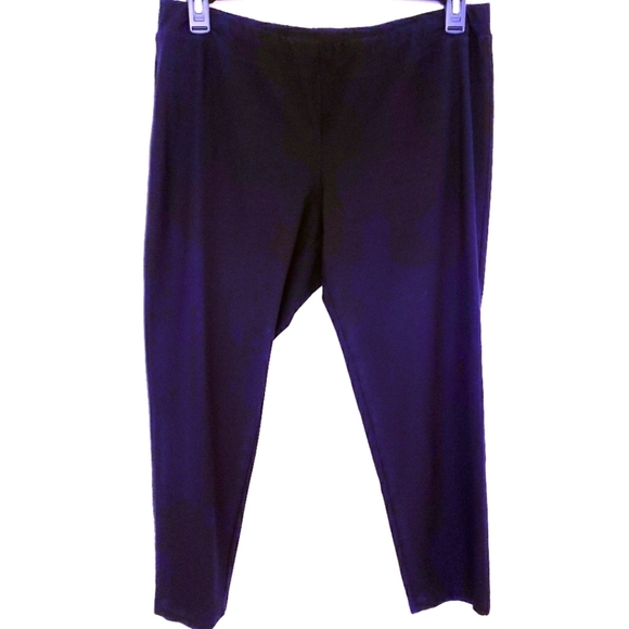 Eileen Fisher Black Pullon Viscose Blend Slim Leg Pants Size L EUC - Picture 1 of 8